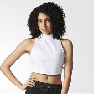 White Mock Neck Adidas Crop Top